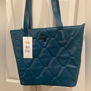 LUG Paddock Satin Luxe VL Tote - Teal NWT